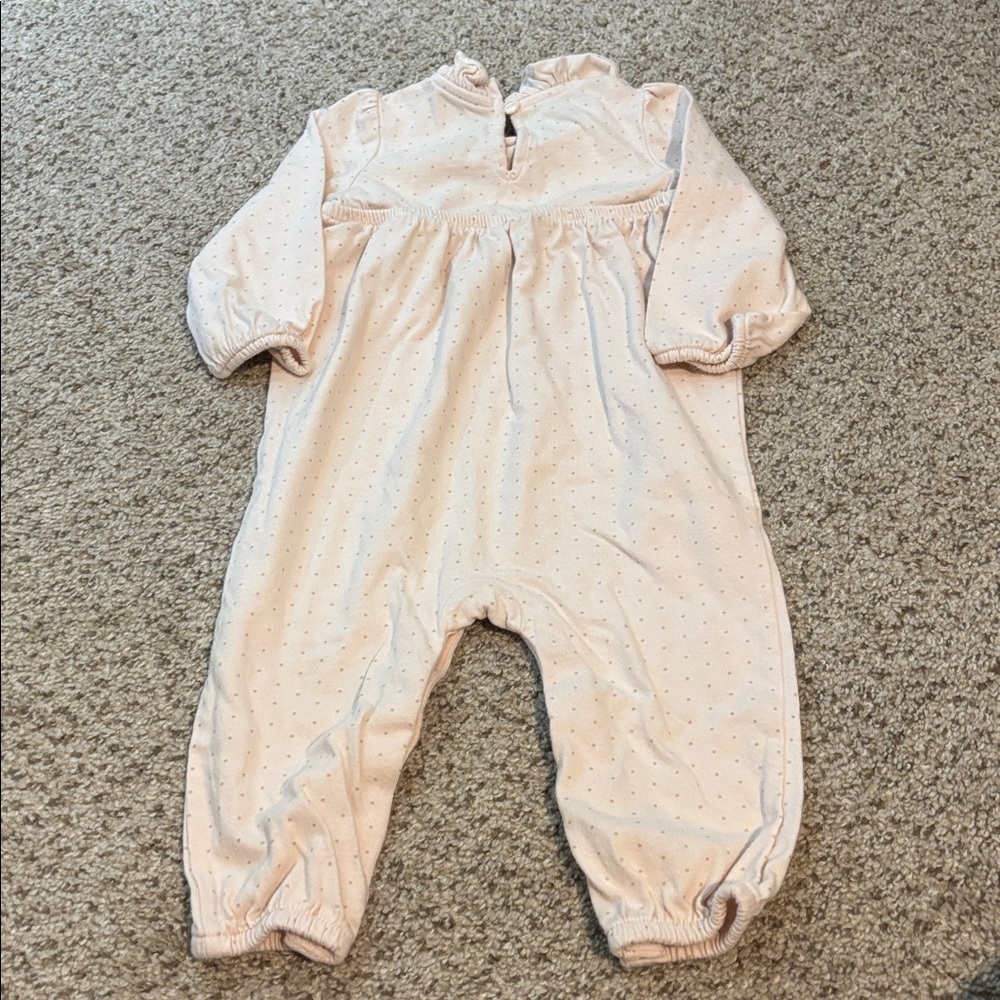 Baby Gap One Piece Cotton Ruffle Collar Dainty Polka Dot Romper Size 6-12 Mo - Picture 6 of 6